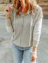 Cozy Gray Patchwork Hooded Knit Sweater