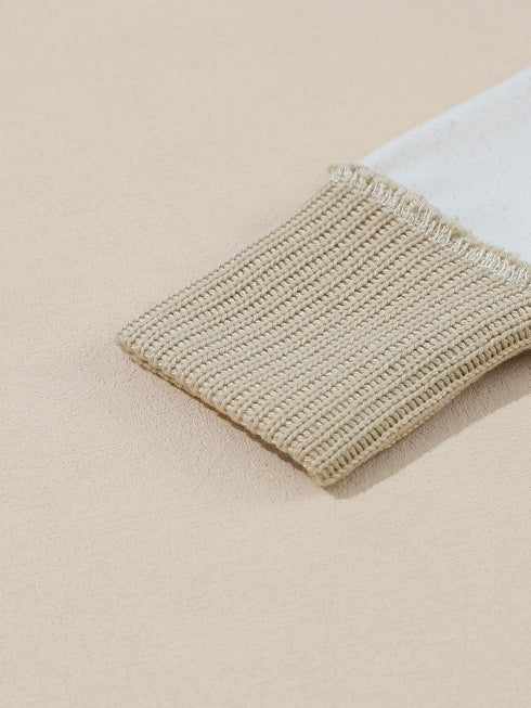 Cozy Gray Patchwork Hooded Knit Sweater