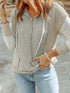 Cozy Gray Patchwork Hooded Knit Sweater