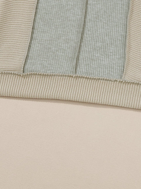 Cozy Gray Patchwork Hooded Knit Sweater