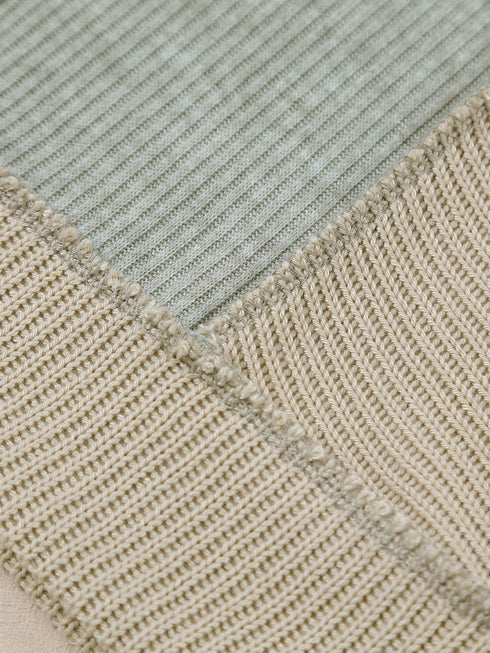 Cozy Gray Patchwork Hooded Knit Sweater