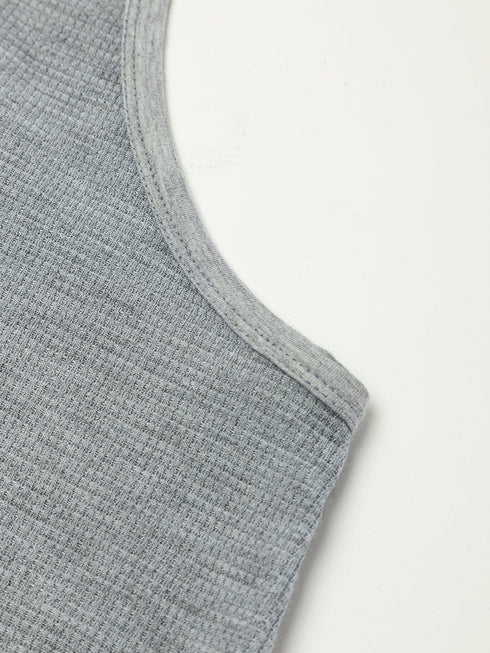 Cozy Gray Ribbed Waffle Knit Spaghetti Strap Jumpsuit