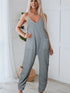 Cozy Gray Ribbed Waffle Knit Spaghetti Strap Jumpsuit