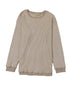 Cozy Khaki Ribbed Knit Pullover Sweatshirt with Round Neck