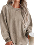 Cozy Khaki Ribbed Knit Pullover Sweatshirt with Round Neck