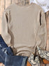 Cozy Khaki Ribbed Knit Pullover Sweatshirt with Round Neck