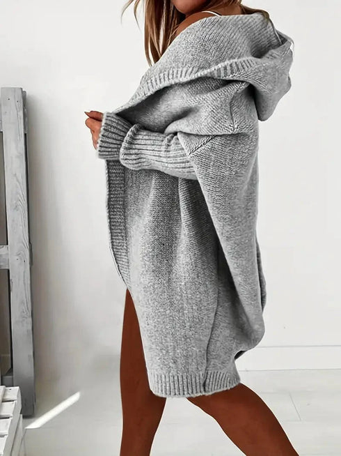 Cozy Oversized Loose Long Sleeve Hooded Knitted Cardigan