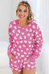 Cozy Pink Heart Print Lounge Set for Romantic Nights