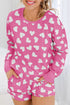 Cozy Pink Heart Print Lounge Set for Romantic Nights