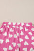 Cozy Pink Heart Print Lounge Set for Romantic Nights