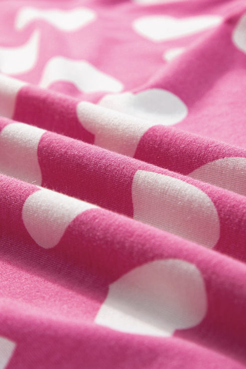 Cozy Pink Heart Print Lounge Set for Romantic Nights