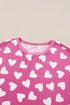 Cozy Pink Heart Print Lounge Set for Romantic Nights