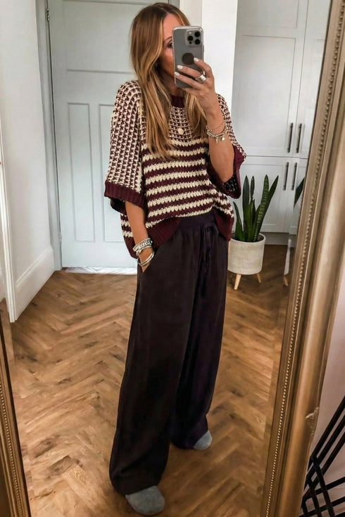 Red 3/4 Draped Sleeve Slouchy Sweater