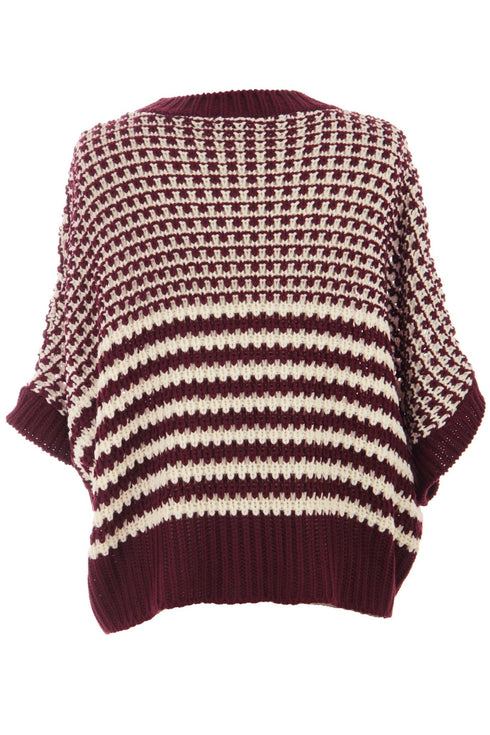 Red 3/4 Draped Sleeve Slouchy Sweater