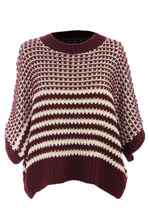 Red 3/4 Draped Sleeve Slouchy Sweater