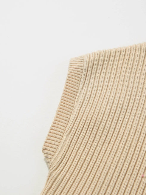 Cozy Ribbed Knit Sweater with Patch Pocket