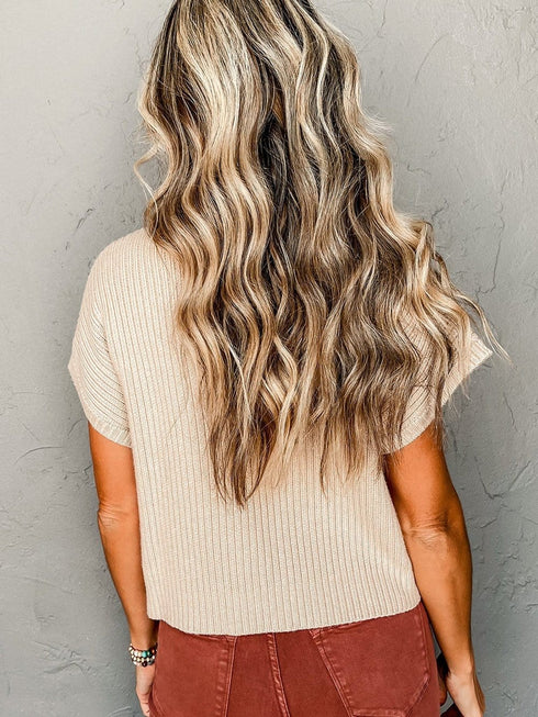 Cozy Ribbed Knit Sweater with Patch Pocket