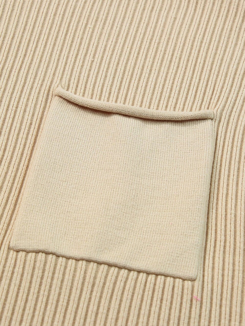 Cozy Ribbed Knit Sweater with Patch Pocket