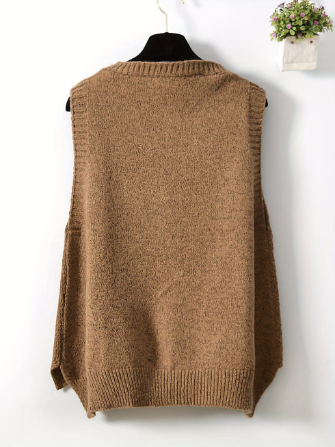 Cozy Solid V-Neck Knit Sweater Vest Tank Top