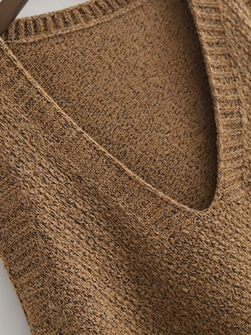 Cozy Solid V-Neck Knit Sweater Vest Tank Top