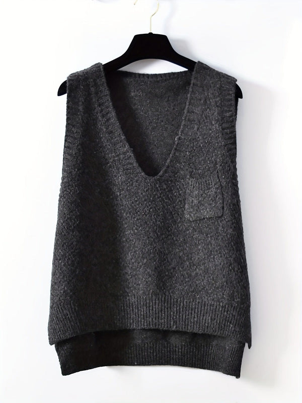 Cozy Solid V-Neck Knit Sweater Vest Tank Top