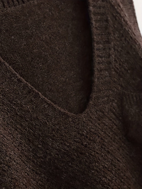 Cozy Solid V-Neck Knit Sweater Vest Tank Top