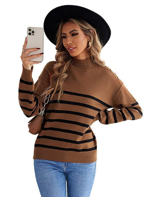 Cozy Stripe High Neck Sweater