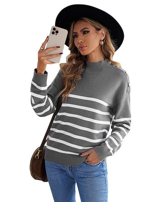 Cozy Stripe High Neck Sweater