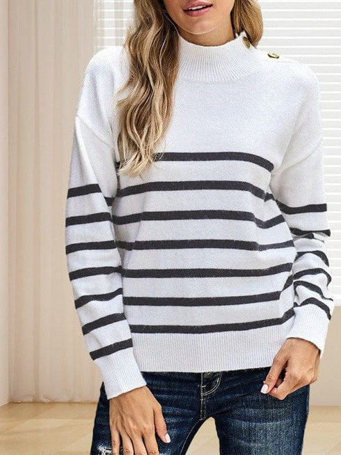 Cozy Stripe High Neck Sweater