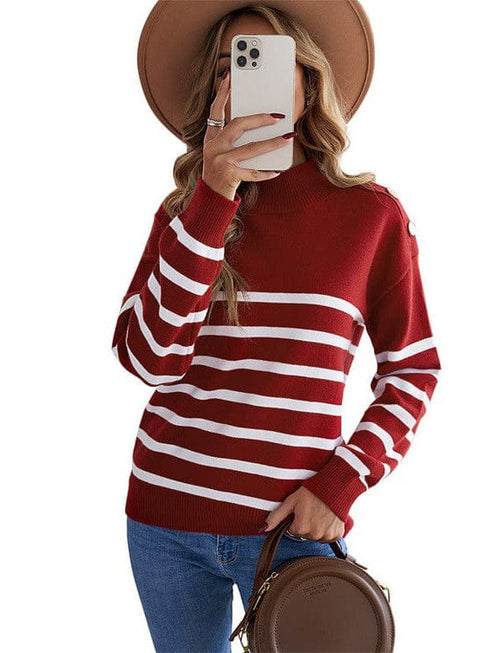 Cozy Stripe High Neck Sweater