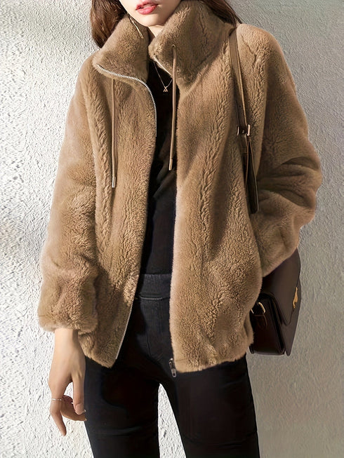 Cozy Teddy Fashionable Zip Up Warm Coat