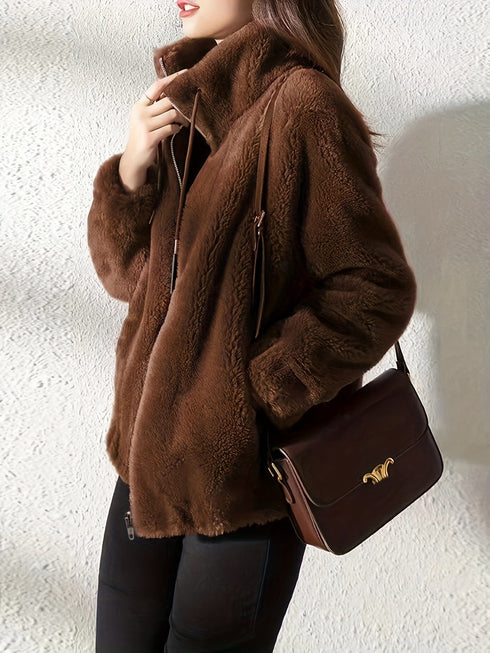 Cozy Teddy Fashionable Zip Up Warm Coat
