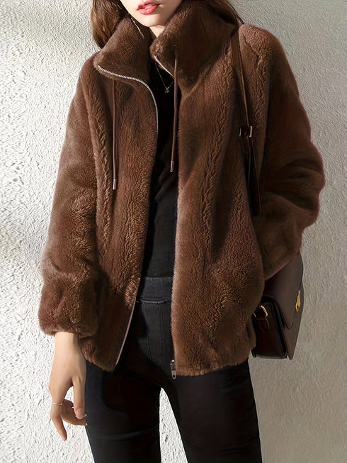 Cozy Teddy Fashionable Zip Up Warm Coat