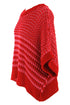 Red Stripe 3/4 Draped Sleeve Slouchy Sweater