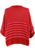 Red Stripe 3/4 Draped Sleeve Slouchy Sweater