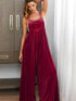 Crimson Dahlia Plush Bib Baggy Leg Jumpsuit