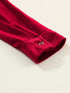 Crimson Long Sleeve Crinkle Velvet Shirt Dress with Ruffle Detail