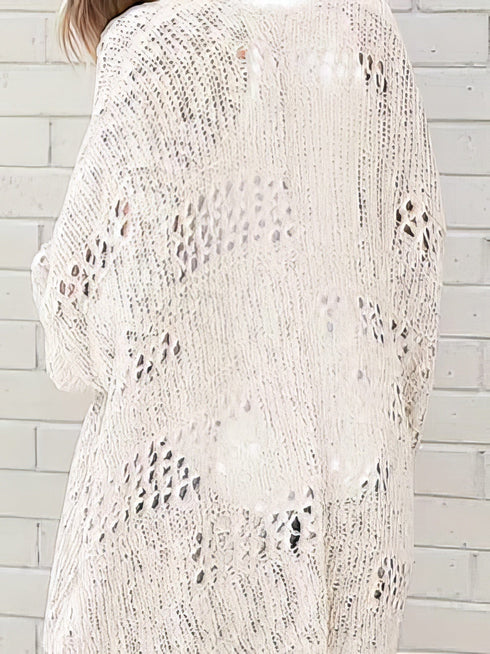 Crochet Loose Long Sleeve Knitted Sweater Cardigan