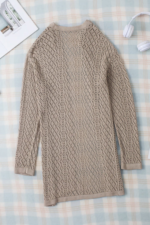 Crochet Loose Long Sleeve Knitted Sweater Cardigan