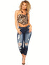 Curvy High Waist Ripped Raw Hem Cropped Skinny Denim Jeans