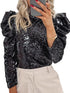 Customized Sequin Embellished Women's Puff Sleeve Performance Top for Parties