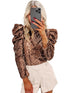 Customized Sequin Embellished Women's Puff Sleeve Performance Top for Parties