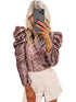 Customized Sequin Embellished Women's Puff Sleeve Performance Top for Parties