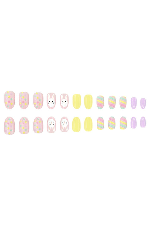 Pink Easter Bunny Cute Nail Stickers 24pieces/ Set