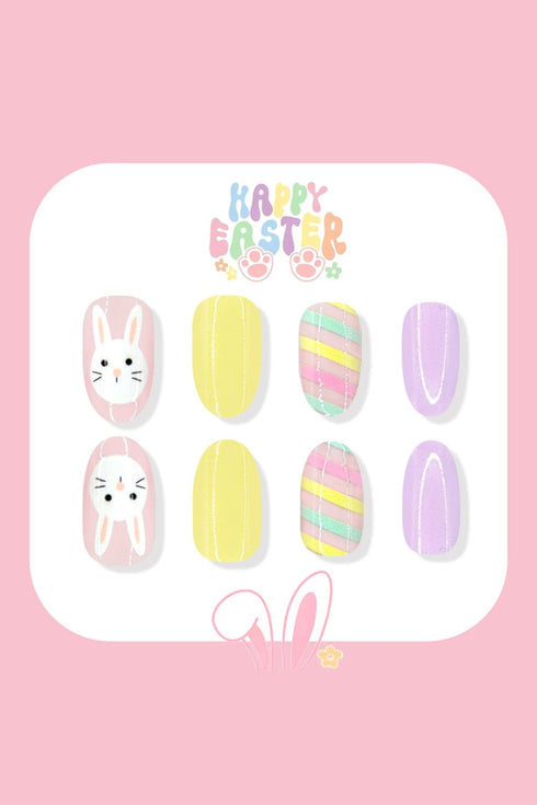Pink Easter Bunny Cute Nail Stickers 24pieces/ Set