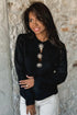 Black Solar Button Neck Womens Casual Sweater