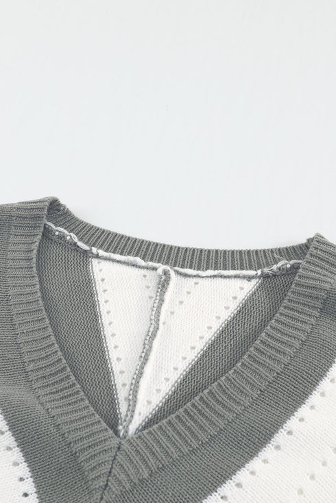 zip-up-v-neck-striped-sweater