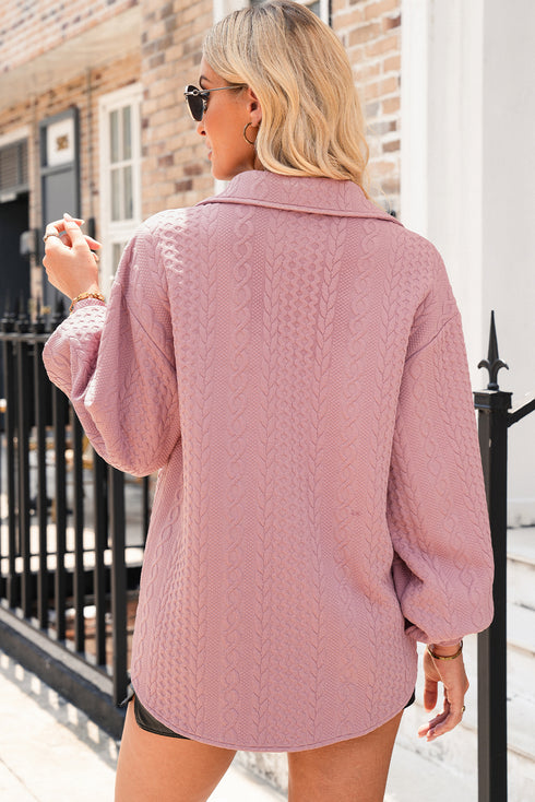 cable textured shacket