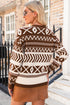 Brown Abstract Print Pullover Sweater