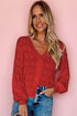 Fiery Red Lightweight Buttoned Front Crochet Cardigan